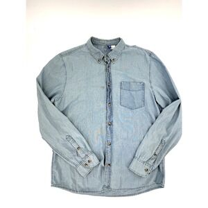 Denim Button Up Single Chest Pocket Mens Large